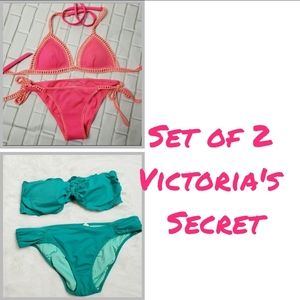 Set of 2 Victoria's Secret Bikini Set Green and Pink Size S